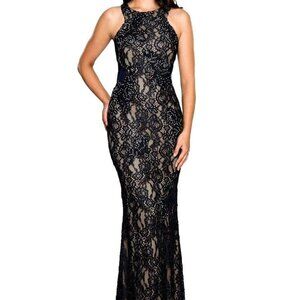 NWT Cachet 58250Z Chiffon Prom Dress Black Size 0